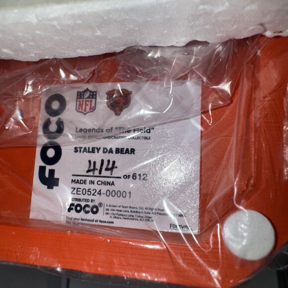 SEALED L.E. NFL Chicago Bears Staley Da Bear Mascot Bobble Head 414/612 Numbered - Picture 3 of 8